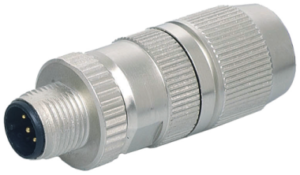 Ethernet CAT5 M12 macho 0° D-cod. IDC 4 pol., 0,14 – 0,34 mm², 4,5 – 8,8 mm, blindado